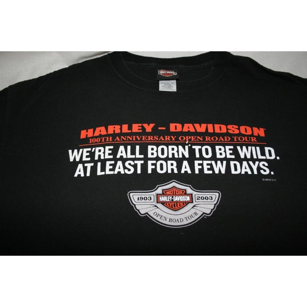 Harley-Davidson Men's Tee 100th Anniversary Open Road Tour Born to Be Wild SZ XL - Picture 7 of 9